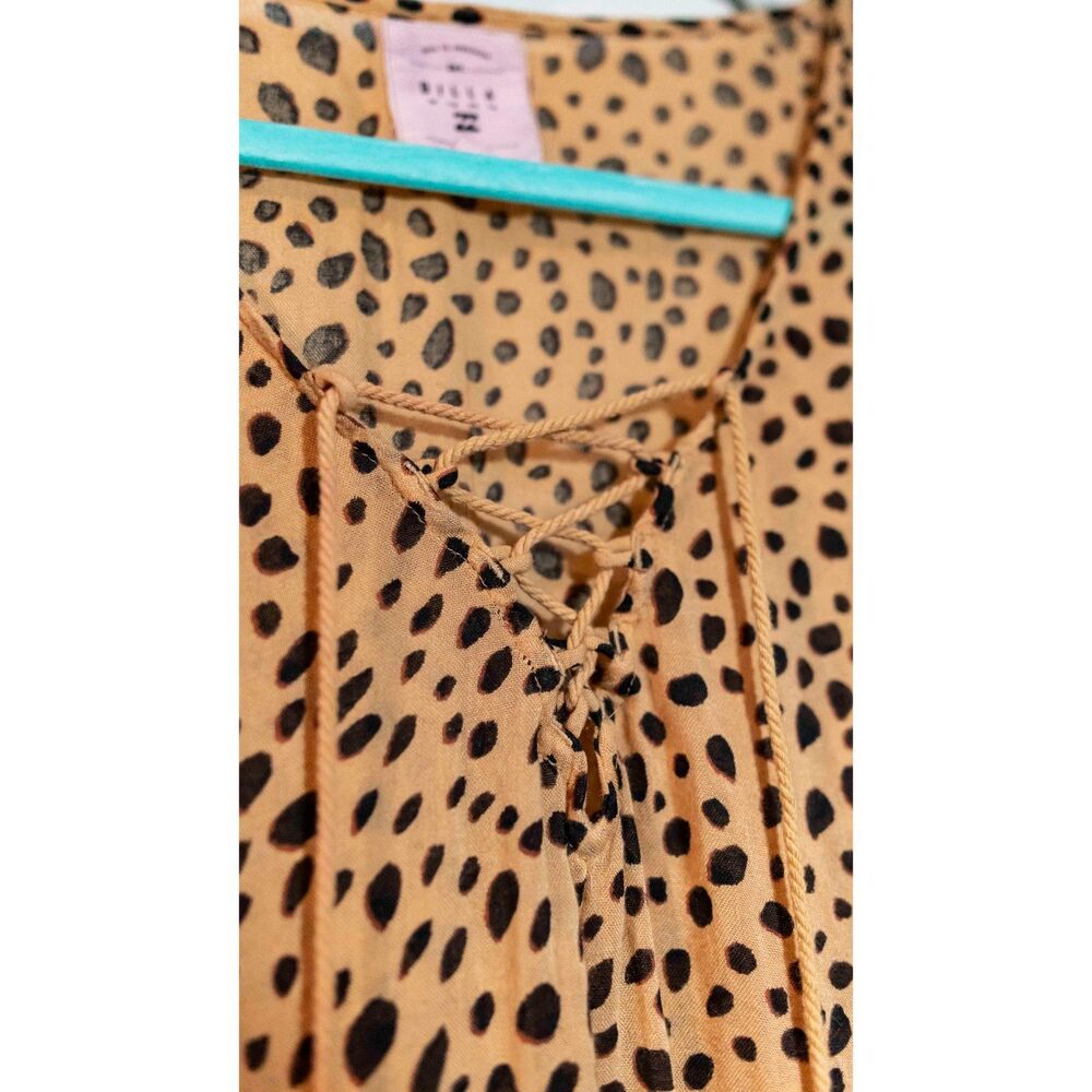 Billabong Semi-Sheer Cheetah Print Blue Skies Beach Lace Up Swim Coverup M - Picture 15 of 15